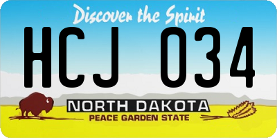 ND license plate HCJ034