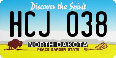 ND license plate HCJ038
