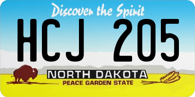 ND license plate HCJ205