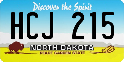 ND license plate HCJ215