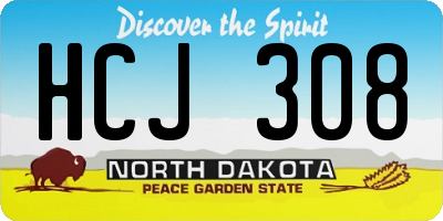 ND license plate HCJ308