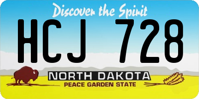 ND license plate HCJ728