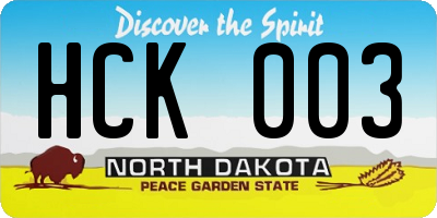 ND license plate HCK003