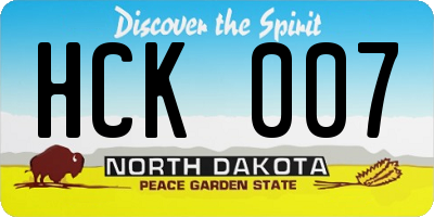 ND license plate HCK007