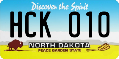 ND license plate HCK010