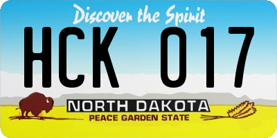 ND license plate HCK017