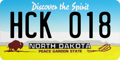 ND license plate HCK018