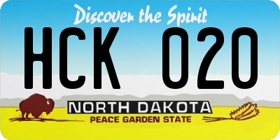 ND license plate HCK020