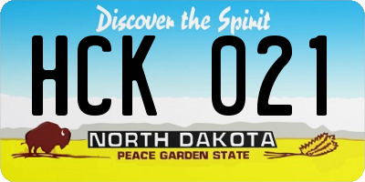 ND license plate HCK021