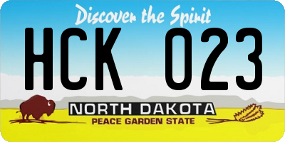 ND license plate HCK023