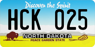 ND license plate HCK025