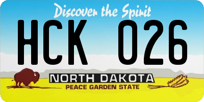 ND license plate HCK026