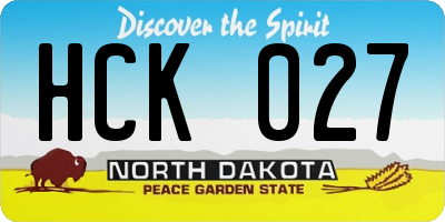 ND license plate HCK027