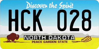 ND license plate HCK028