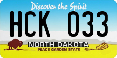 ND license plate HCK033