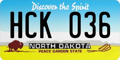 ND license plate HCK036