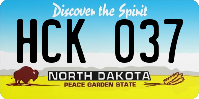 ND license plate HCK037