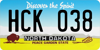 ND license plate HCK038