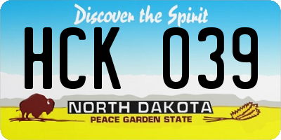 ND license plate HCK039