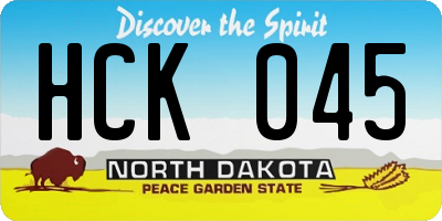 ND license plate HCK045