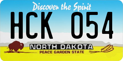 ND license plate HCK054