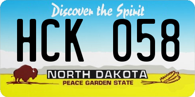 ND license plate HCK058