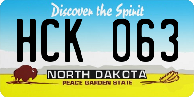 ND license plate HCK063