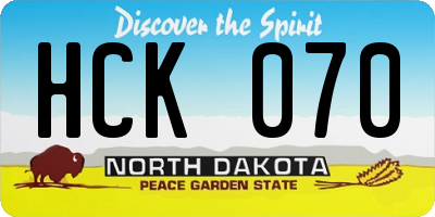 ND license plate HCK070