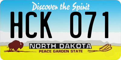 ND license plate HCK071