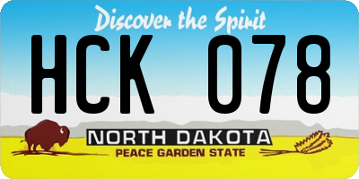 ND license plate HCK078