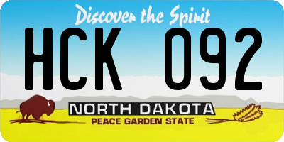 ND license plate HCK092