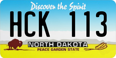 ND license plate HCK113