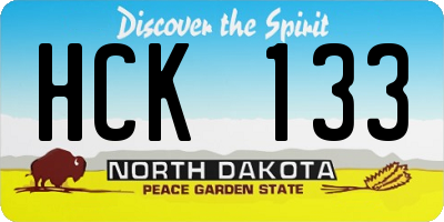 ND license plate HCK133