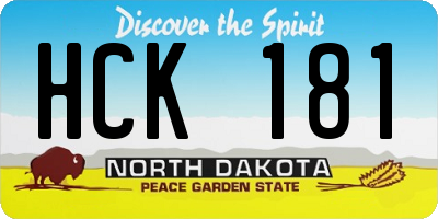 ND license plate HCK181