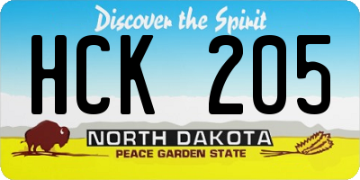 ND license plate HCK205