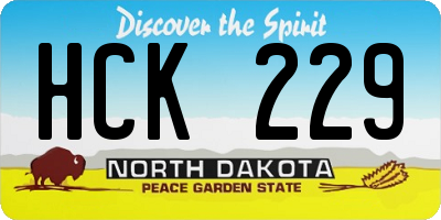 ND license plate HCK229