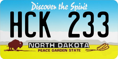 ND license plate HCK233