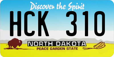 ND license plate HCK310
