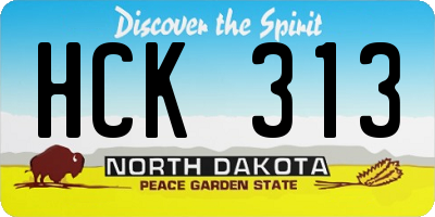 ND license plate HCK313