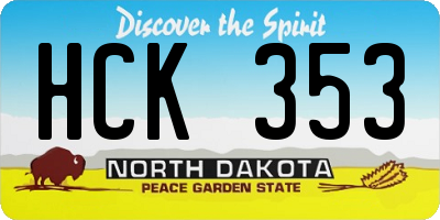 ND license plate HCK353