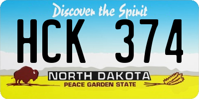 ND license plate HCK374