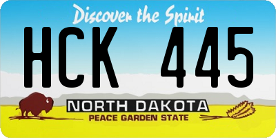 ND license plate HCK445