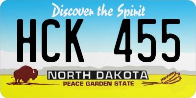 ND license plate HCK455