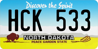 ND license plate HCK533