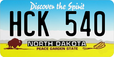 ND license plate HCK540