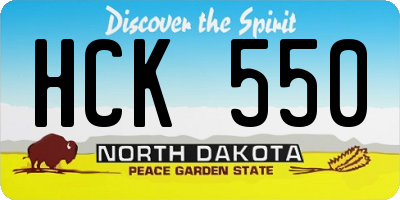 ND license plate HCK550