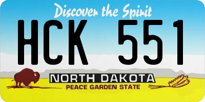 ND license plate HCK551