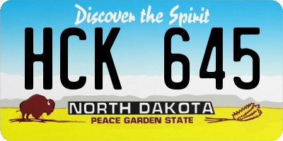 ND license plate HCK645