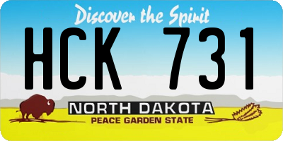 ND license plate HCK731