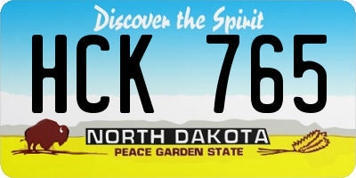 ND license plate HCK765
